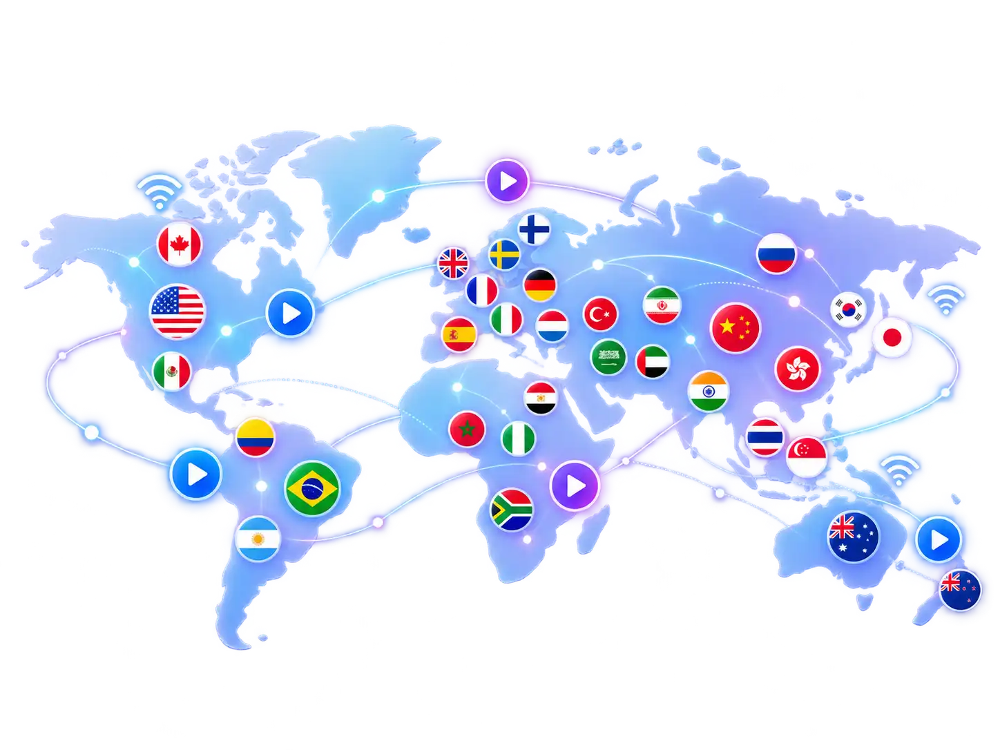 HoxyTV global worldwide channel coverage map for IPTV streaming